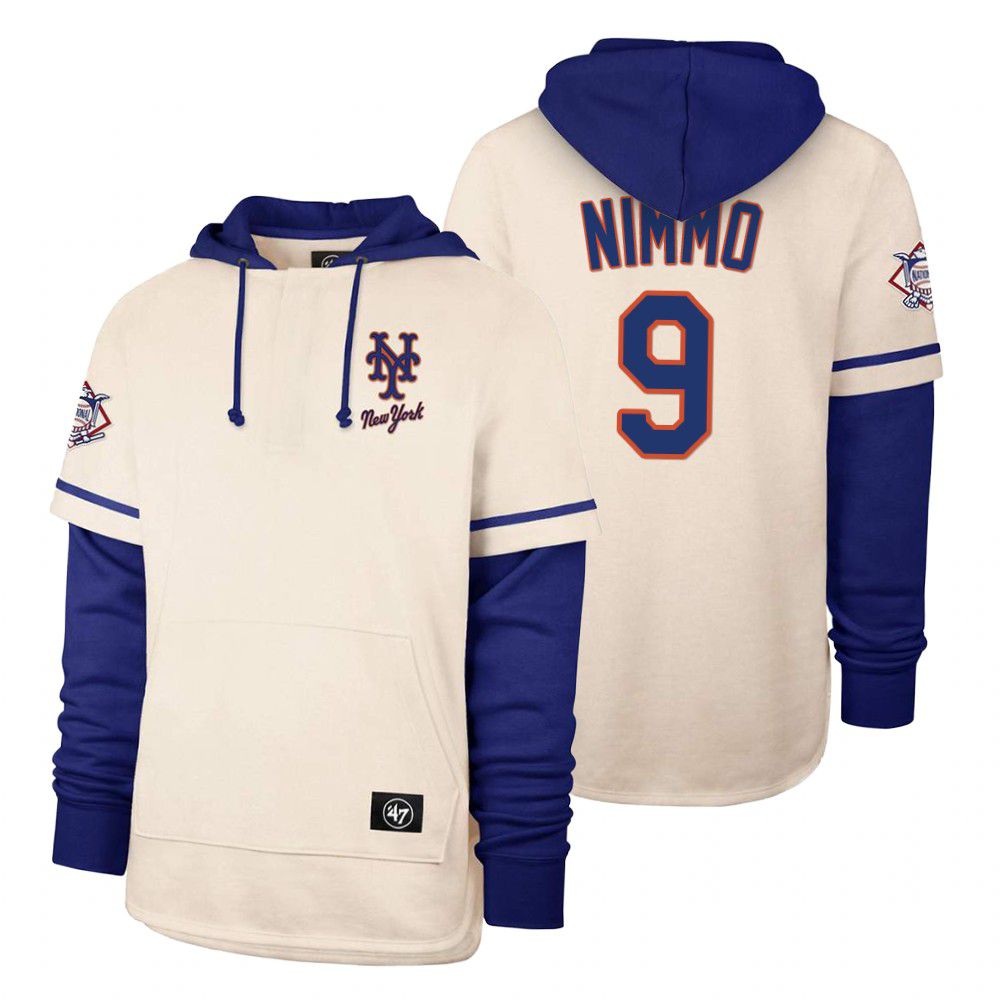 Men New York Mets #9 Nimmo Cream 2021 Pullover Hoodie MLB Jersey->seattle mariners->MLB Jersey